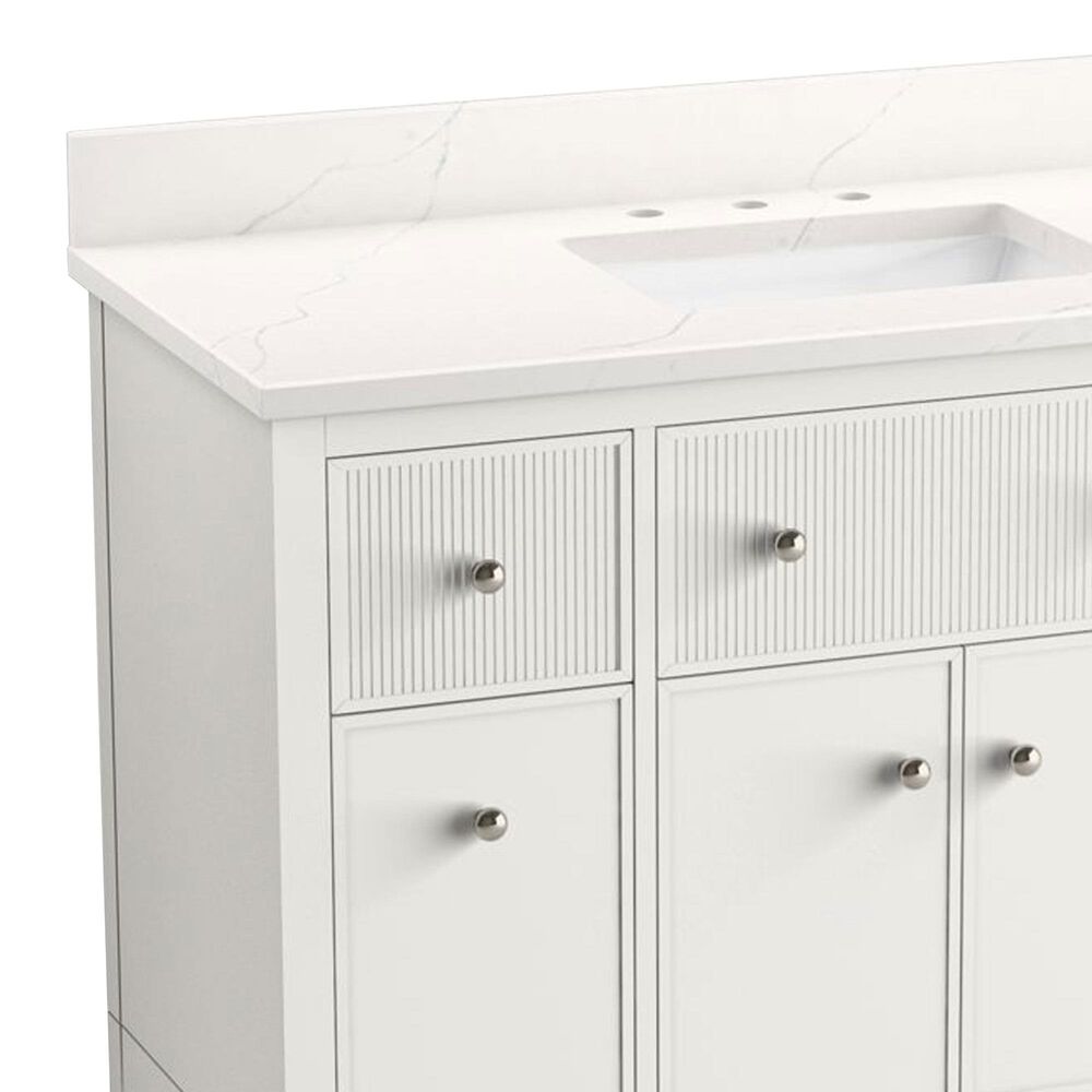Kohler Malin 48" Single Bathroom Vanity in White with 3 cm White Quartz Top and Rectangular Sink, , large