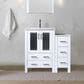 Lexora Home Volez 36" Single Bathroom Vanity in White with White Ceramic Top and Rectangular Sink, , large