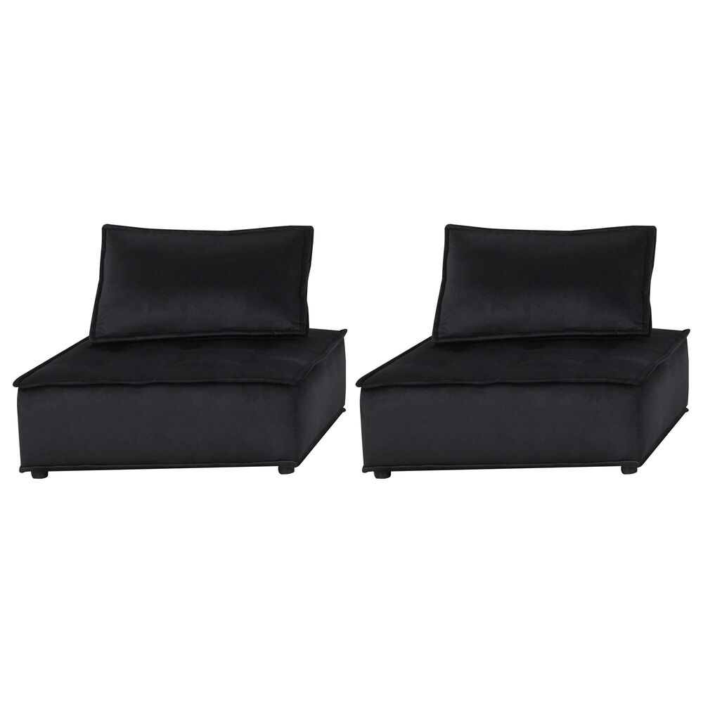 HOMLUX 40" Armless Lounge Chair in Black Velvet (Set of 2), , large