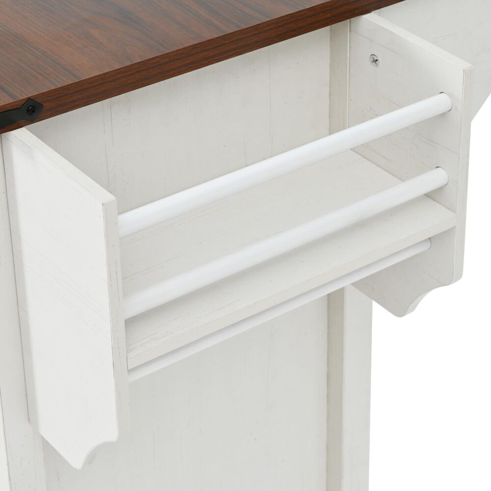 HOMLUX 58" Kitchen Island with Drop Leaf in White and Brown, , large