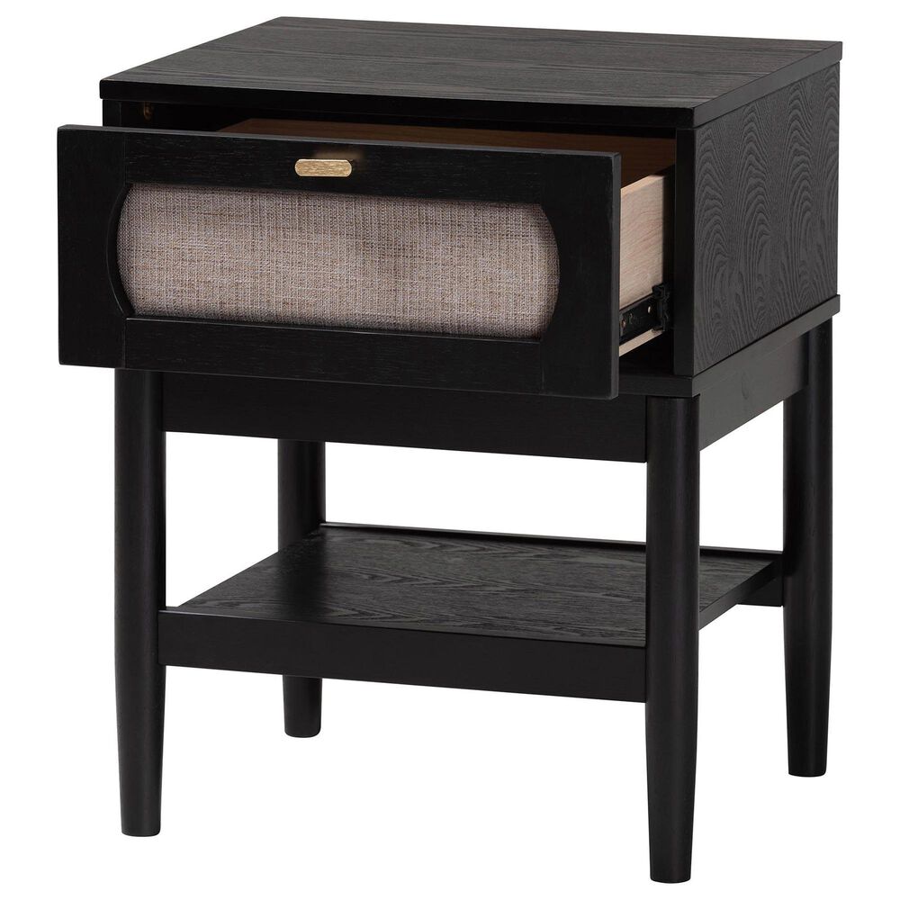 Baxton Studio Shirin 1-Drawer Nightstand in Black, , large