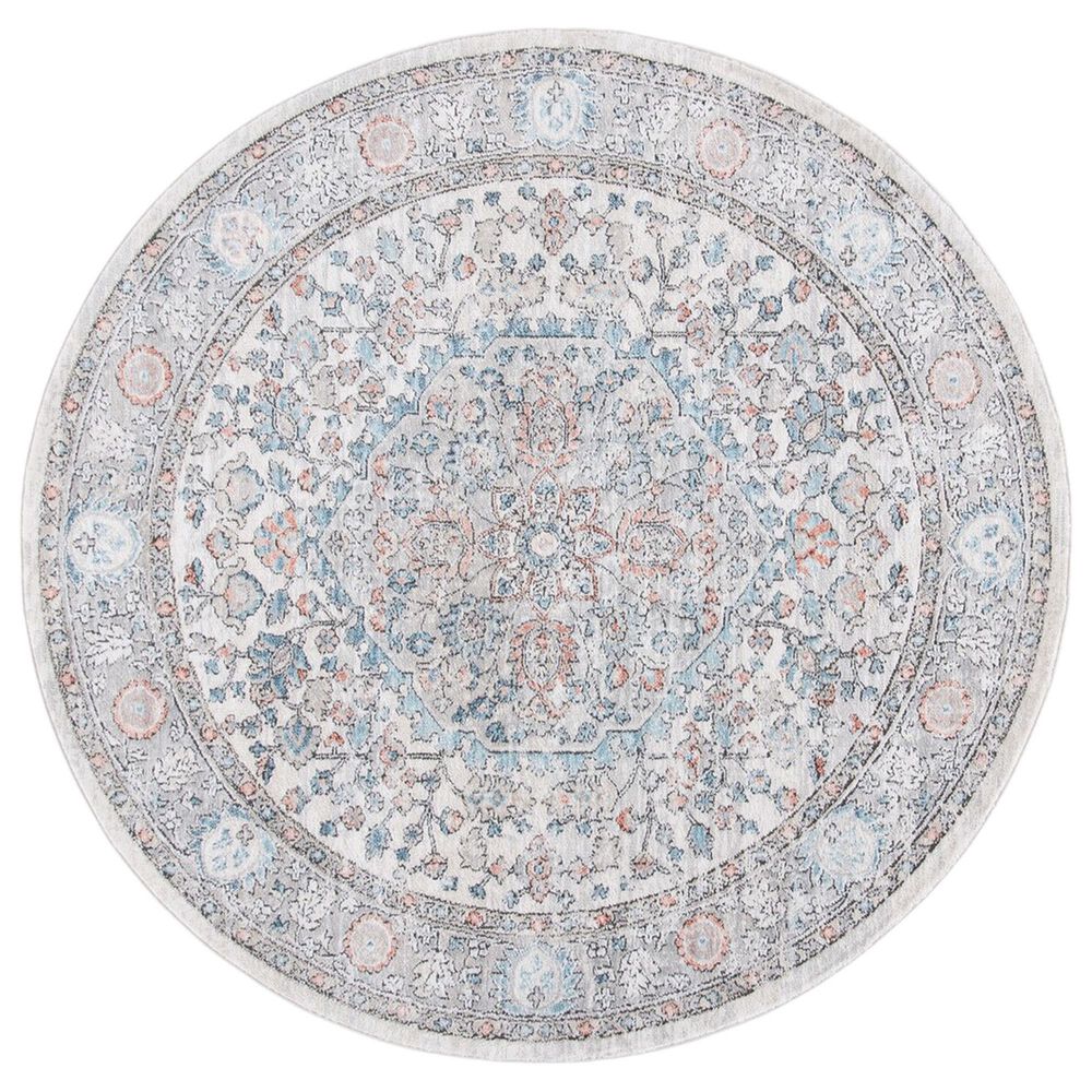 Safavieh Oregon 6"7" Round Grey and Blue Area Rug, , large