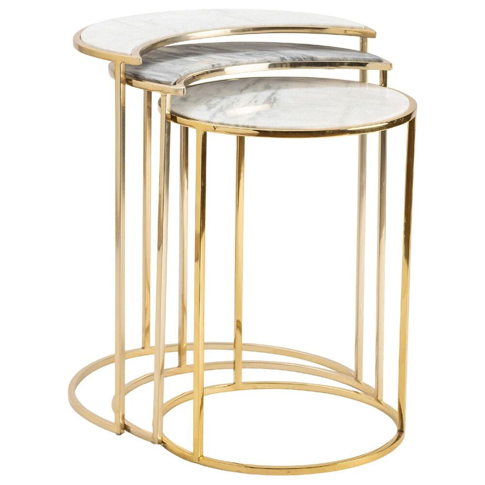 Crestview Collection Astronomy Nesting End Tables in Gold and White (Set of 3), , large
