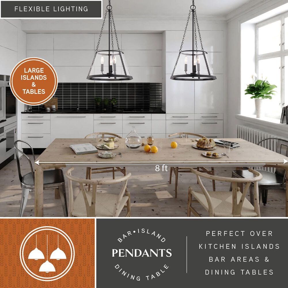 Vaxcel Rochester 3-Light Pendant in Matte Black, , large