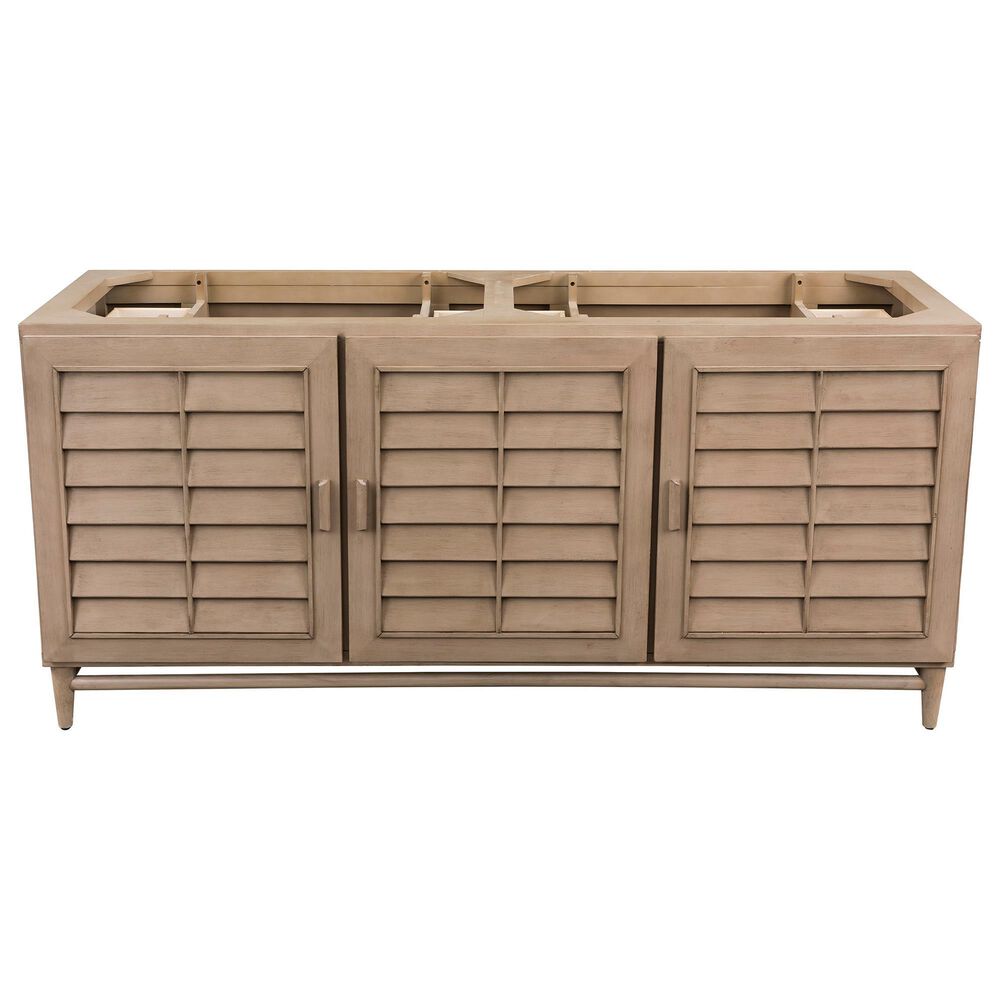 James Martin Vanities Portland 72" Double Bathroom Vanity in Whitewashed Walnut with 3 cm Eternal Jasmine Pearl Silestone Top, Rectangular Sinks and FreePower Wireless Charger, , large