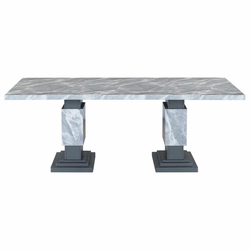 Global Furniture USA Double Pedestal Rectangular Dining Table in Grey  - Table Only, , large