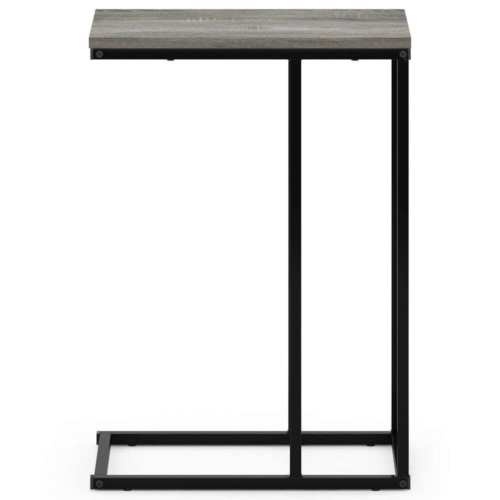 HOMLUX C Shaped Side Table in French Oak Grey and Black, , large