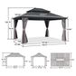 HOMLUX 12" x 14" Outdoor Hardtop Gazebo with Galvanized Steel Roof, Netting, and Curtains, Gray, , large