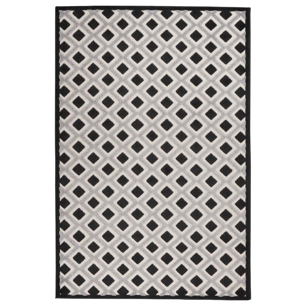 Nourison Aloha Geometric 6" x 9" Black and White Indoor/Outdoor Area Rug, , large