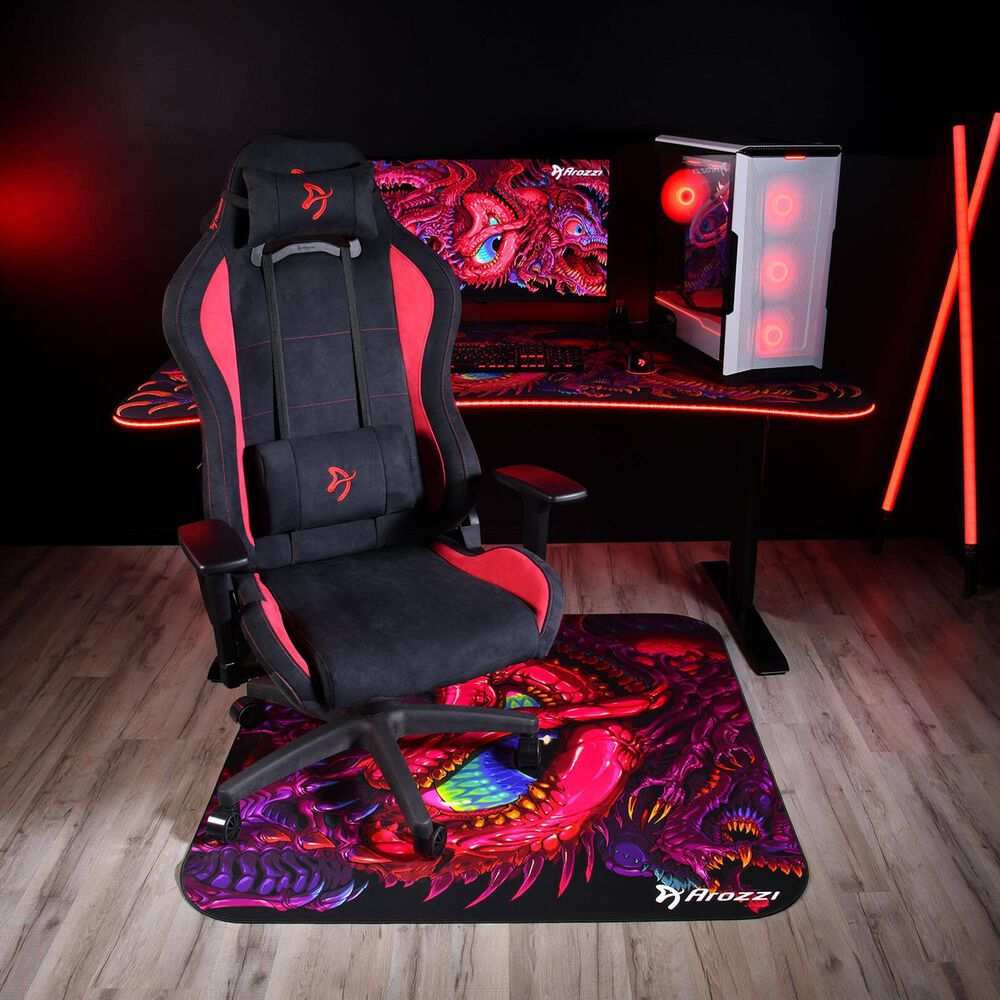 Arozzi Zona Quattro Microfiber Noise Dampening and Scratch Protection Anti-Slip Chair Mat in Crawling Chaos, , large