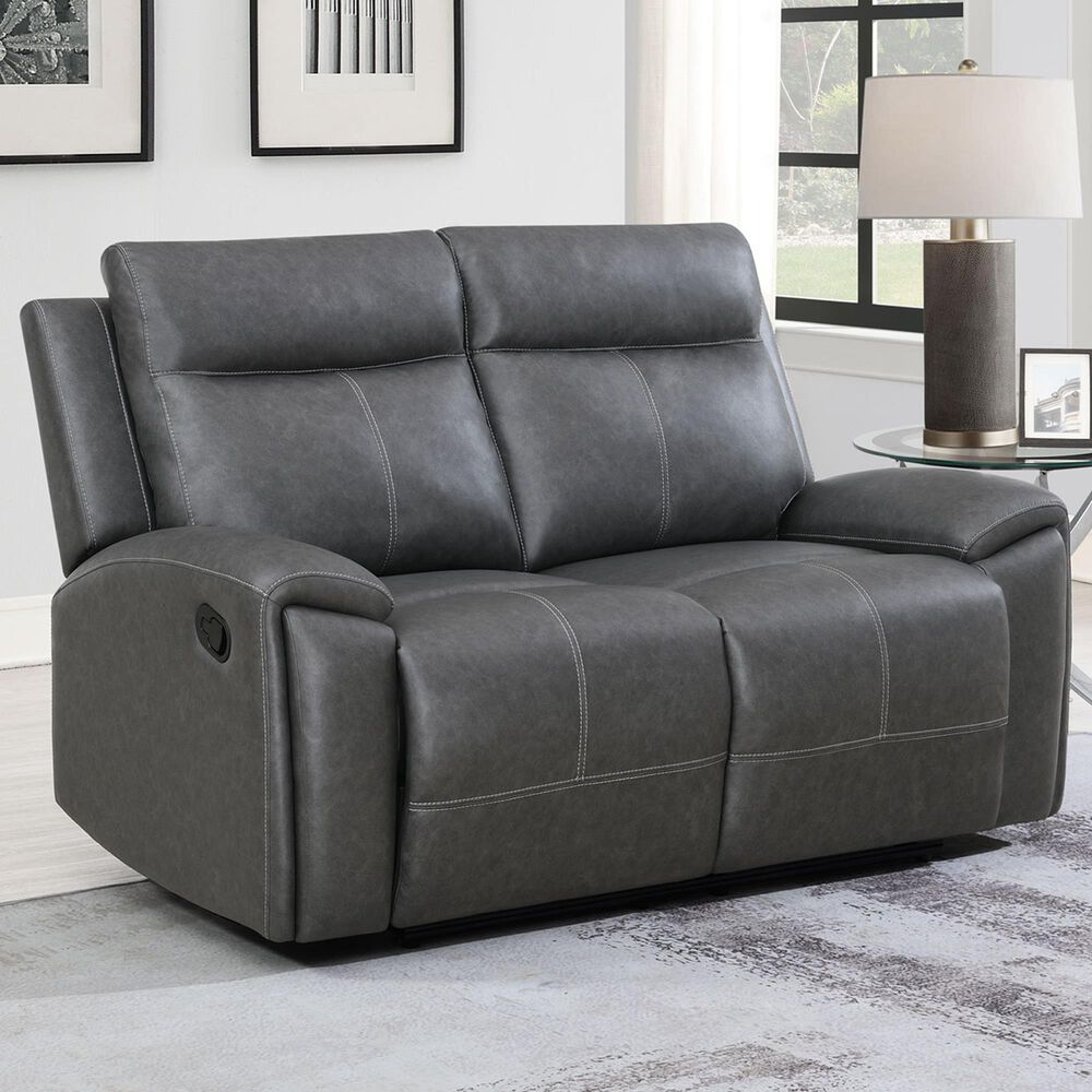 Steve Silver Gaston Manual Reclining Loveseat in Graphite Gray, , large