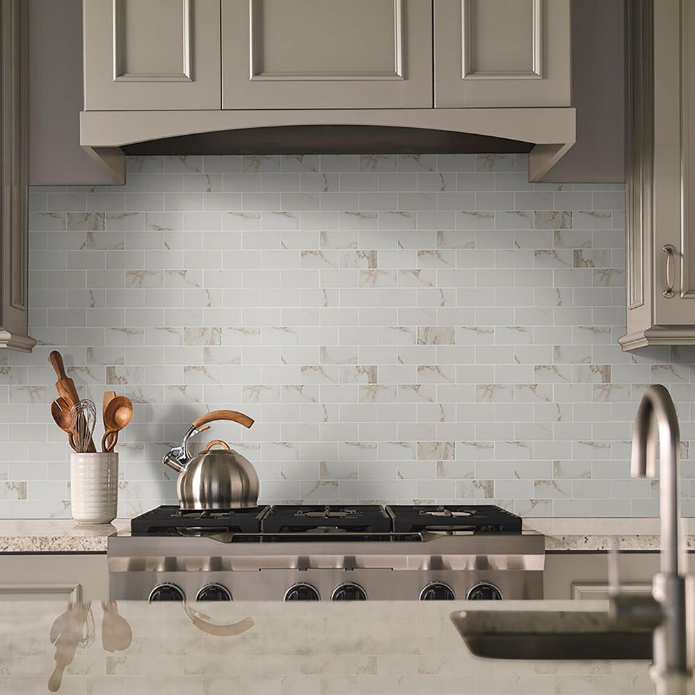 MS International Pietra Calacatta 2&quot; x 4&quot; on 12&quot; x 12&quot; Porcelain Mosaic Sheet, , large