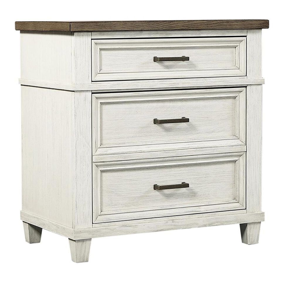 Riva Ridge Caraway 4 Piece Queen Storage Bedroom Set in Aged Ivory and Brown with USB Ports, , large
