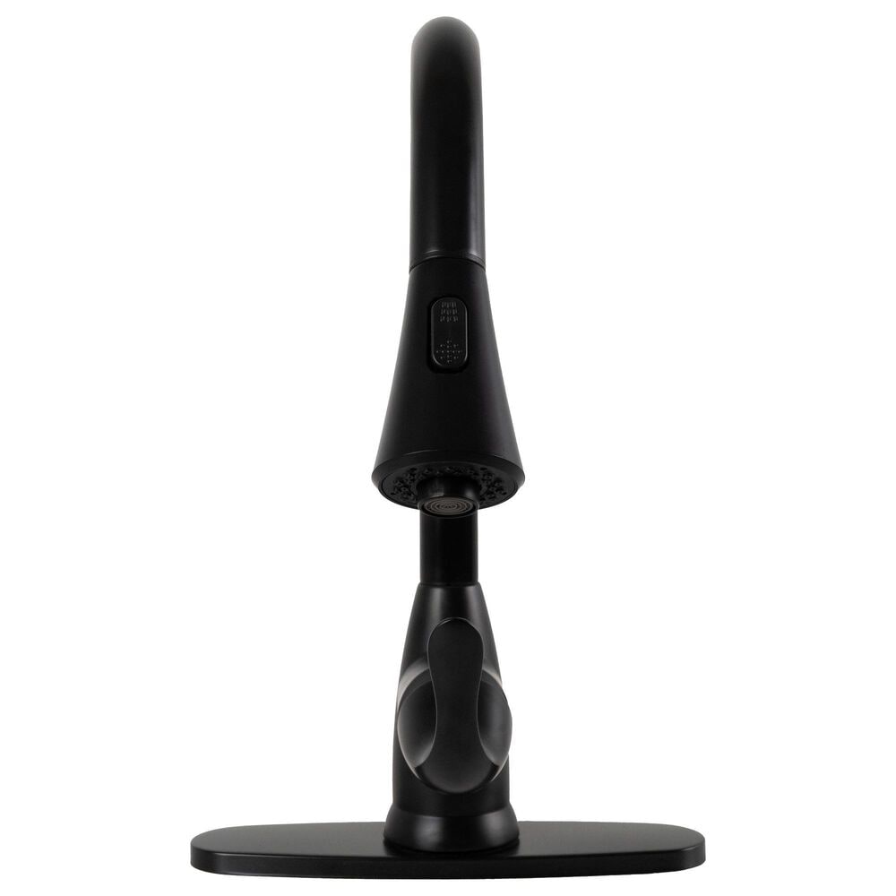MS International AcquaLuxe Curved Pull-Down Sprayer Kitchen Sink Faucet with Deckplate in Matte Black, , large
