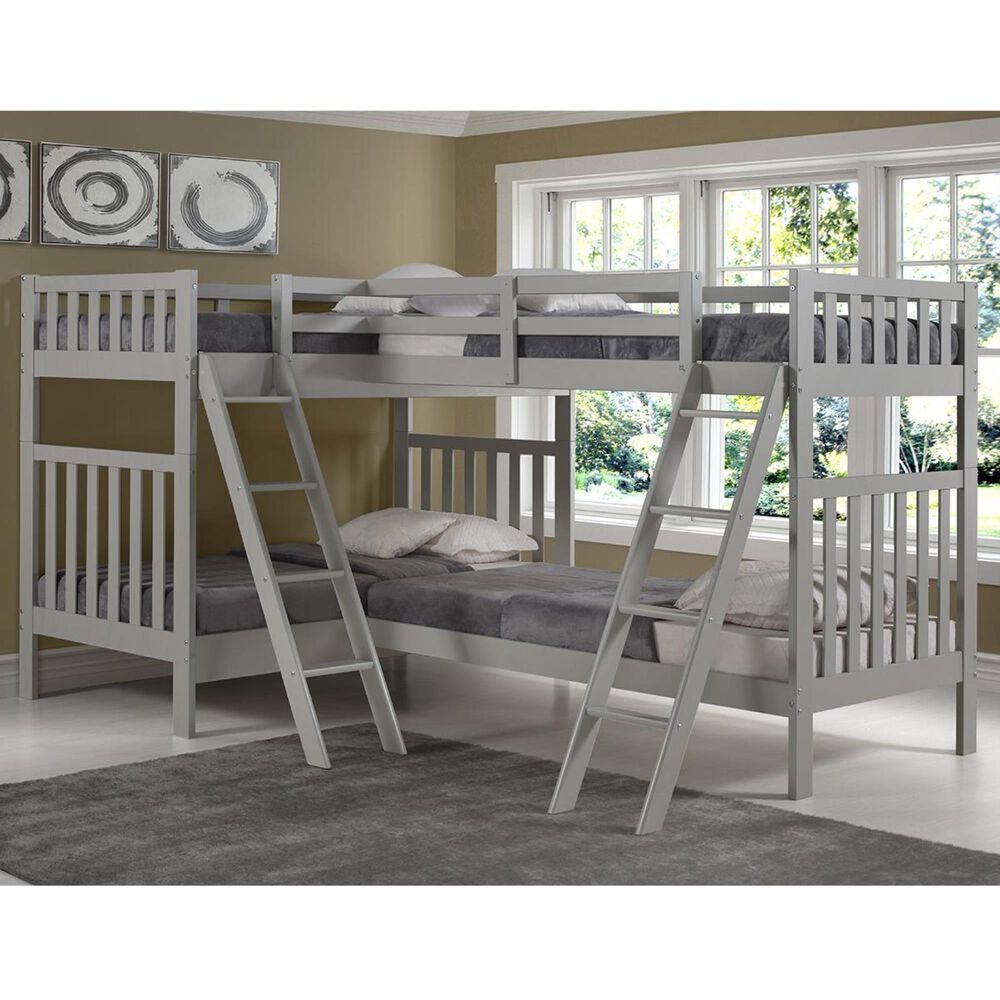Bolton Furniture Aurora Twin over Twin Bunk Bed with Quad Bunk Extension in Dove Gray, , large