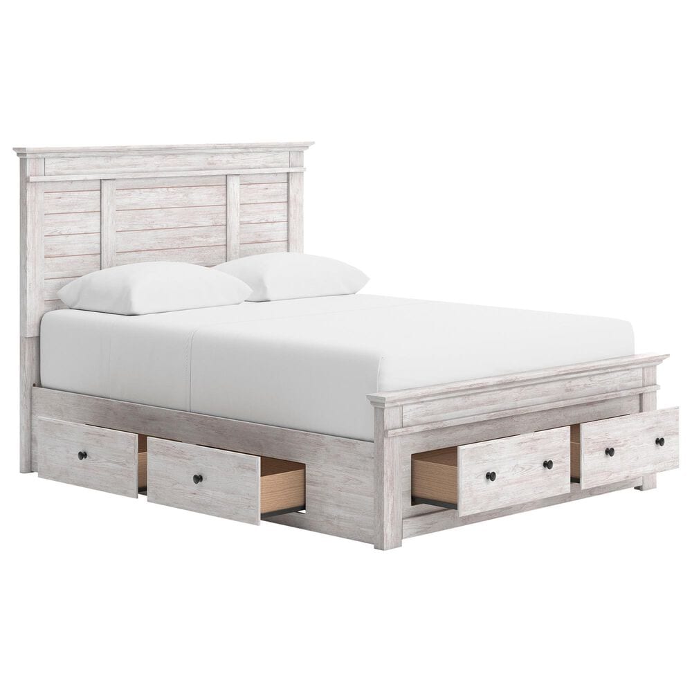Ashley Makidern Queen Storage Bed with Six Drawers in Whitewash, , large