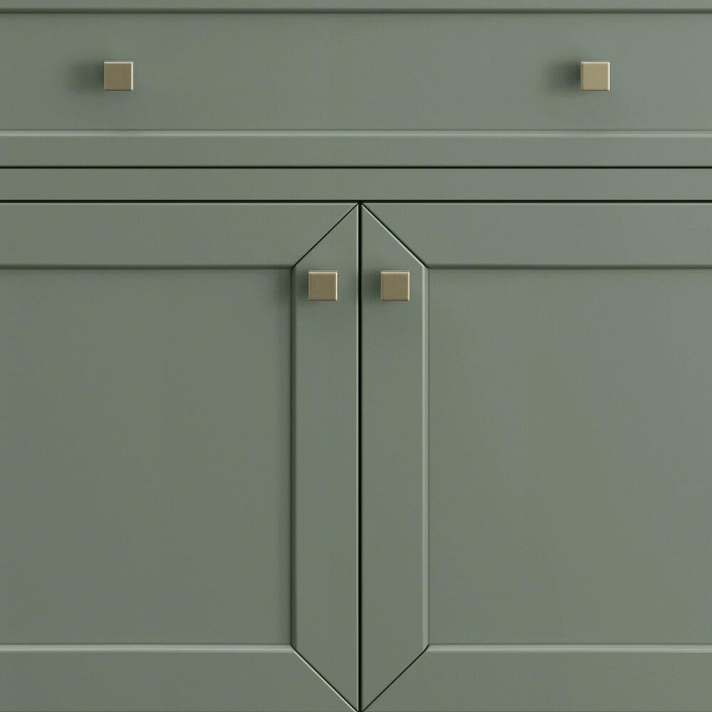 James Martin Vanities Chicago 36&quot; Single Bathroom Vanity in Smokey Celadon with Single Hole 3 cm White Zeus Quartz Top and Rectangular Sink, , large