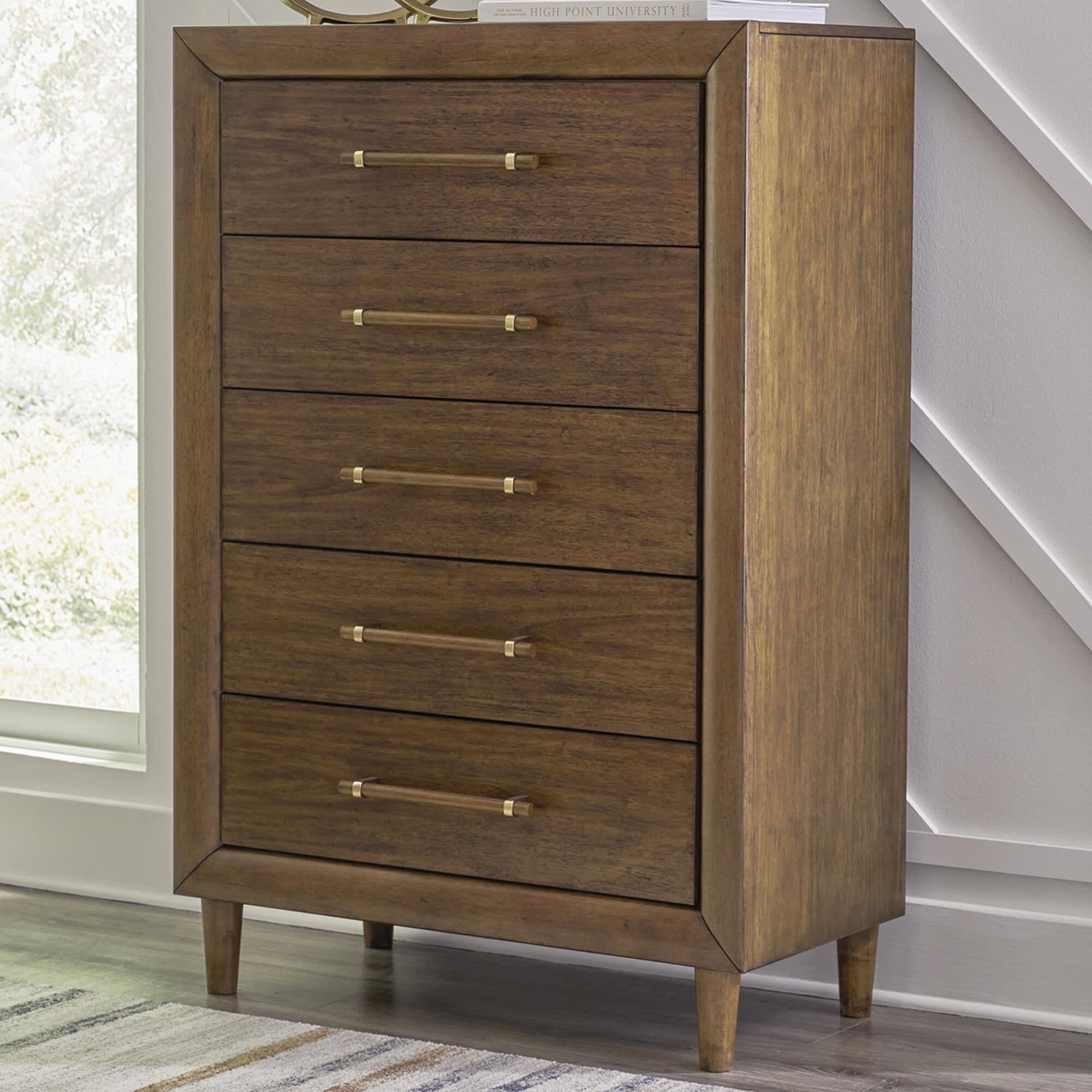Ashley Lyncott 5-Drawer Chest in Brown