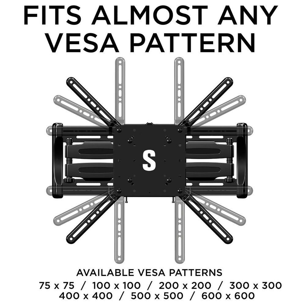 Secura Full Motion Wall Mount for 42&quot; - 90&quot; Flat-Panel TVs in Black, , large