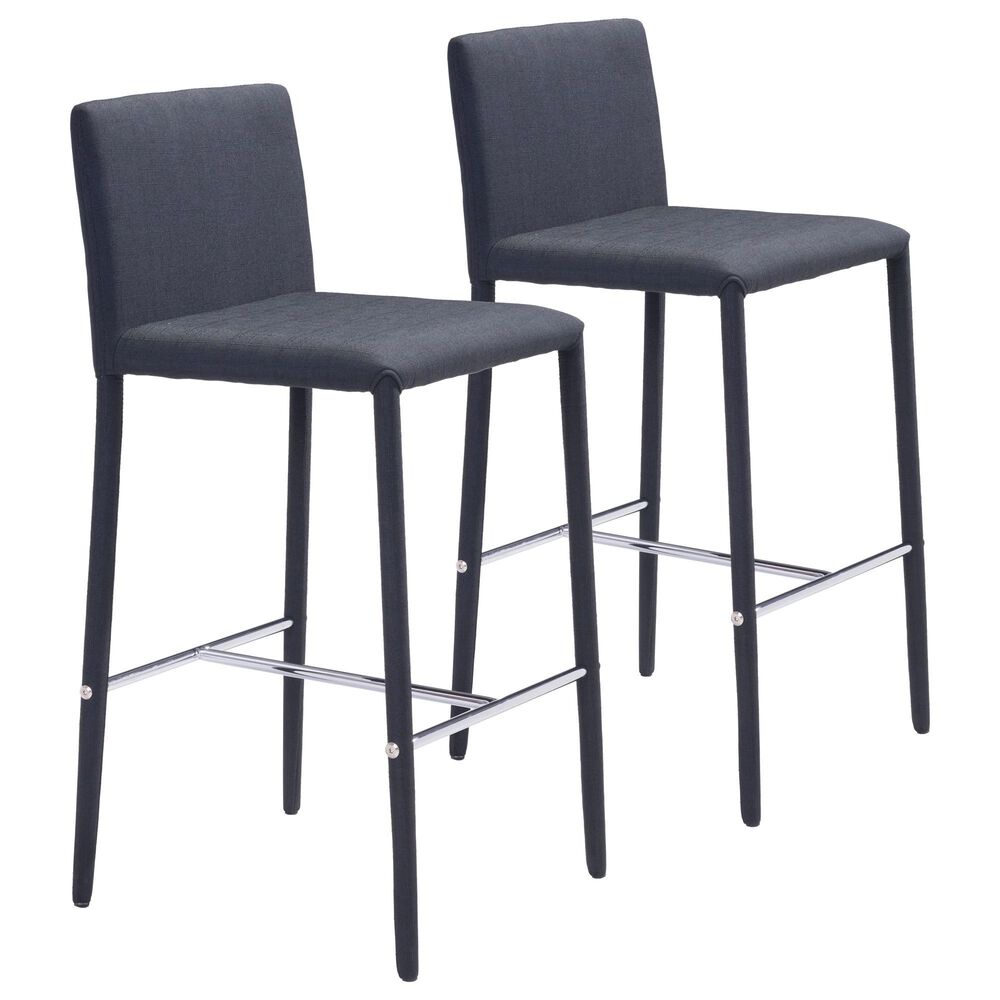 Zuo Modern Confidence Transitional Counter Chair in Black (Set of 2), , large