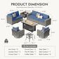 HOMLUX 10-Piece Outdoor Patio Wicker Sectional Furniture Set in Denim Blue, , large