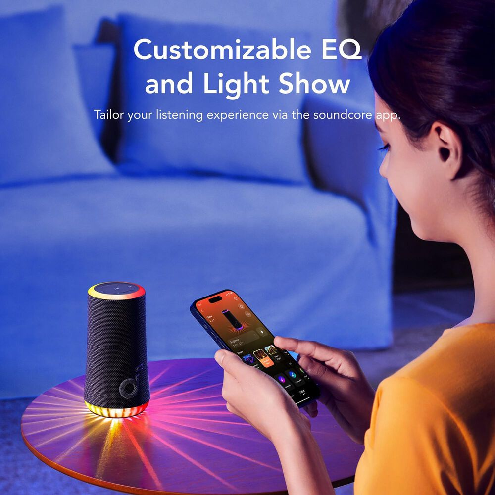 Anker Soundcore Glow Portable Wireless Bluetooth Speaker in Black, , large