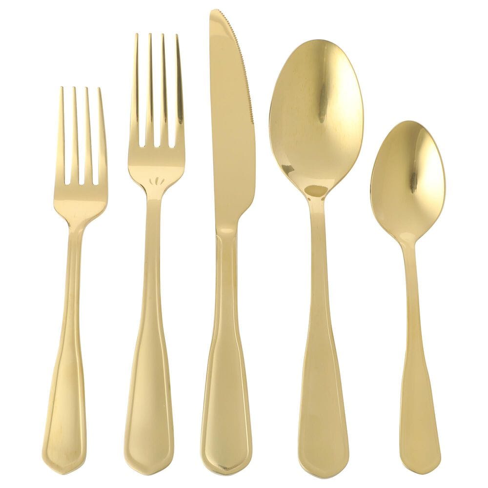 Gibson Overseas, Inc Torino 20-Piece Flatware Set in Gold, , large