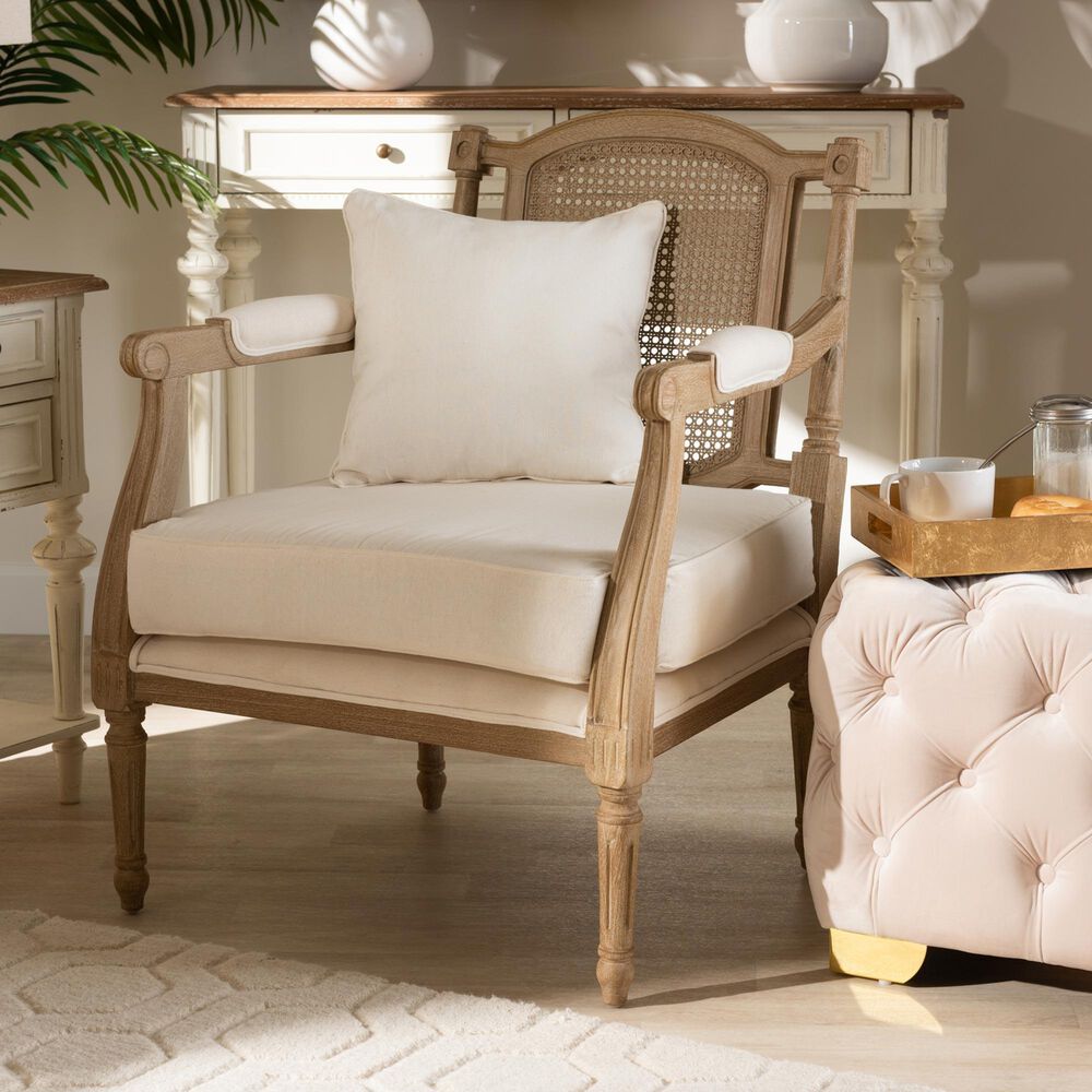 Baxton Studio Clemence Arm Chair in Ivory, , large