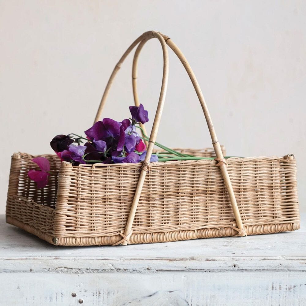 Creative Coop Decorative Handwoven Rattan Hanging Basket in Natural, , large