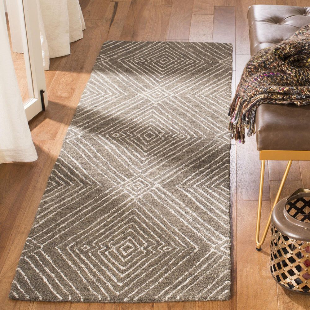 Safavieh Micro-Loop 2&#39;3&quot; x 7&#39; Dark Grey and Ivory Runner, , large