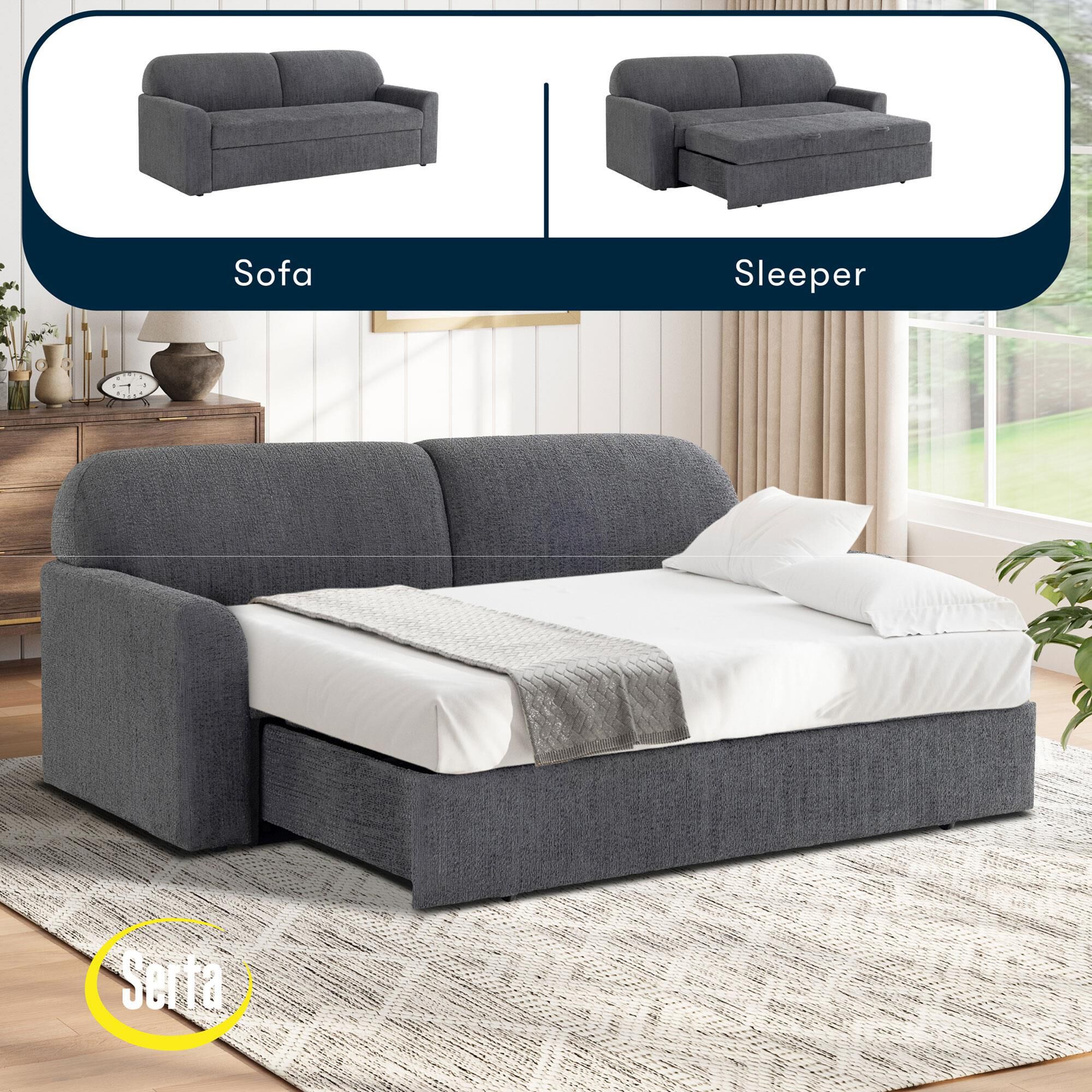 Serta Willow Stationary Convertible Sofa in Charcoal