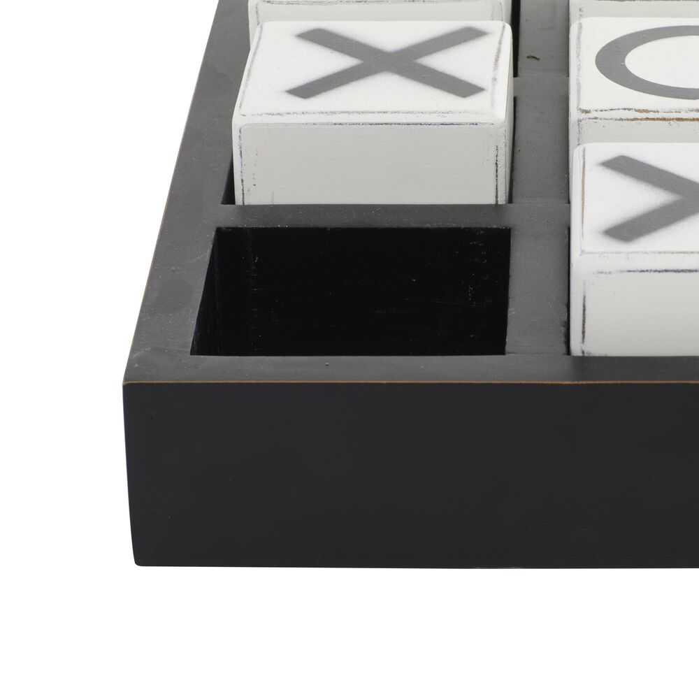 Maple and Jade 4&quot; x 14&quot; Tic Tac Toe Game Set in Black and White, , large