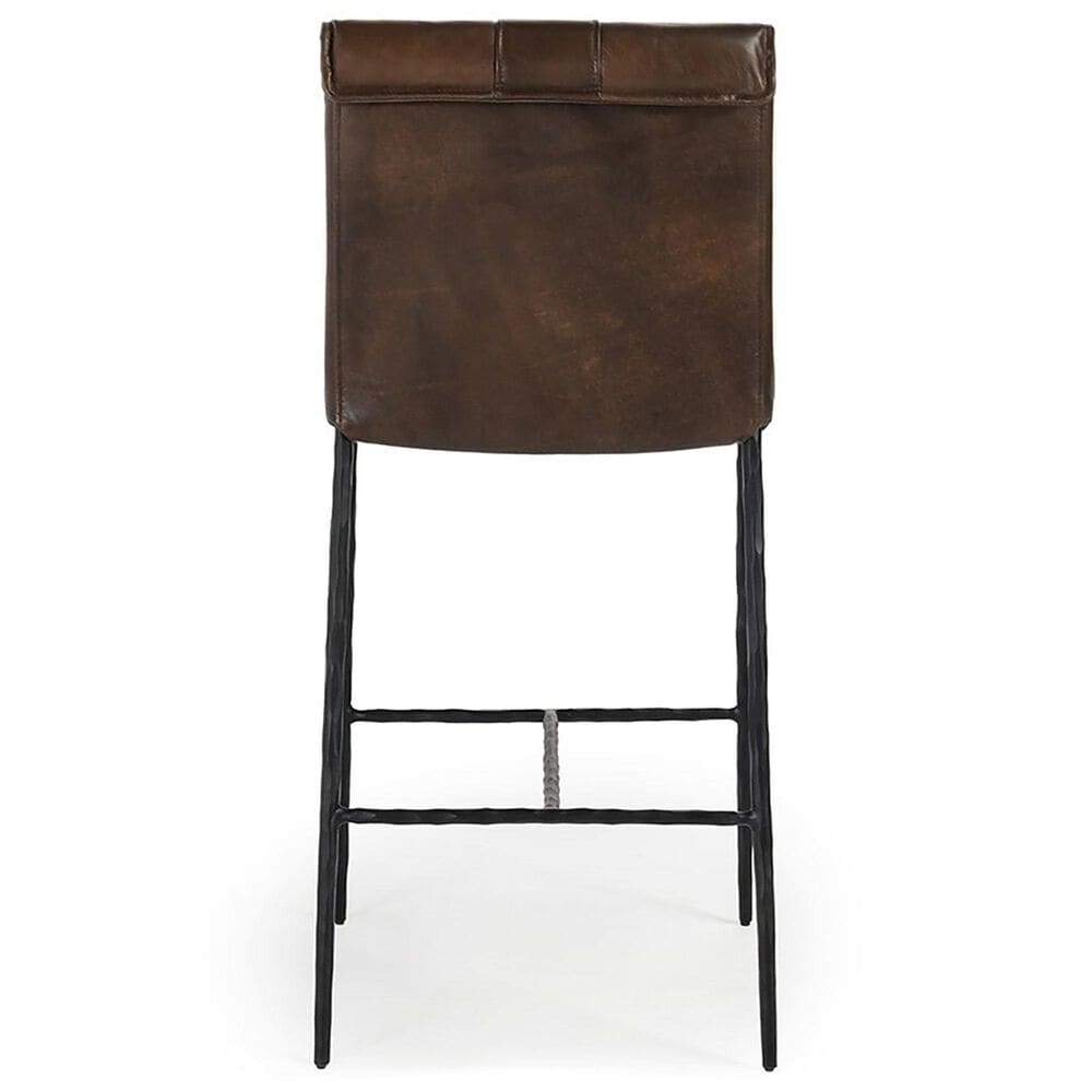 Classic Home Mayer Counter Stool Truffle Brown Leather in Black, , large