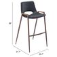 Zuo Modern Desi Bar Chair in Black and Dark Brown (Set of 2), , large