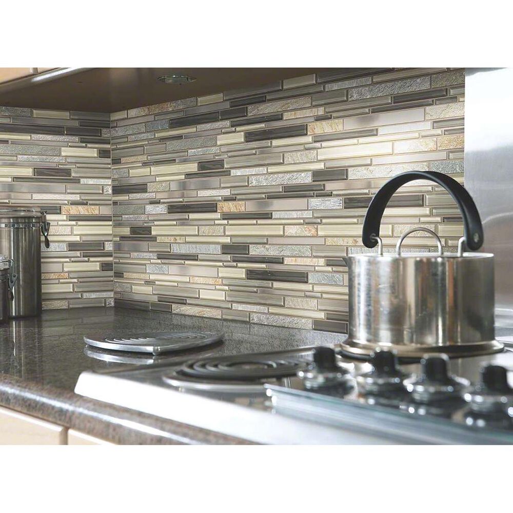 Shaw Mixed Up Stainless Skyline 12" x 12" Mosaic Sheet, , large