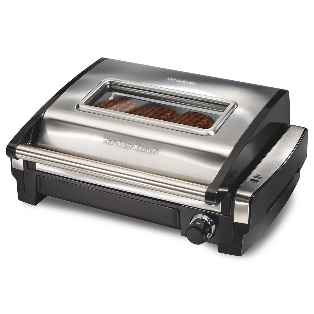 Hamilton Beach Searing Grill with Lid Window in Stainless Steel Shop NFM