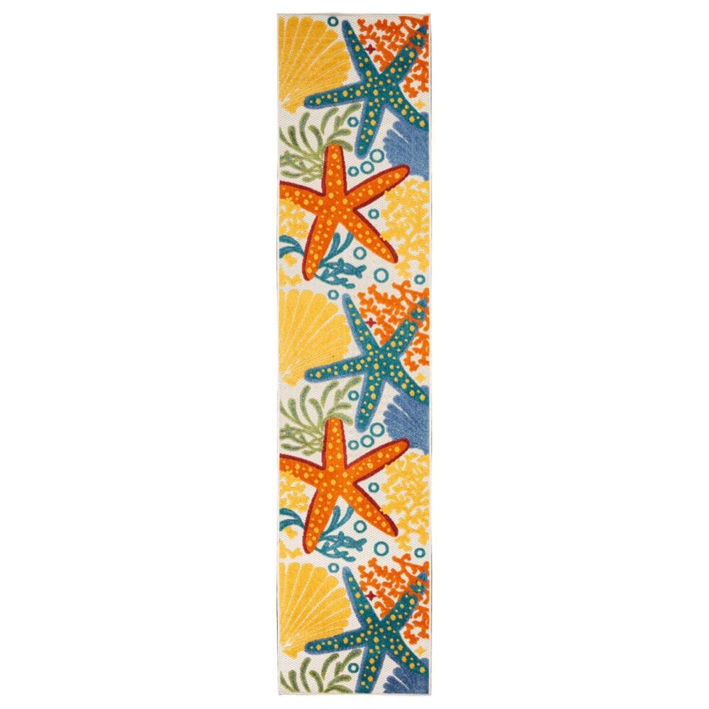 Nourison Aloha 2"3" x 10" Blue, Yellow and Orange Indoor/Outdoor Runner, , large