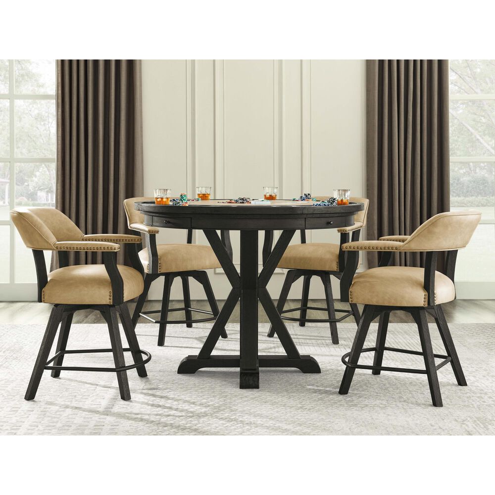 Steve Silver Rylie Counter Game Table and 4 Chairs in Black, , large