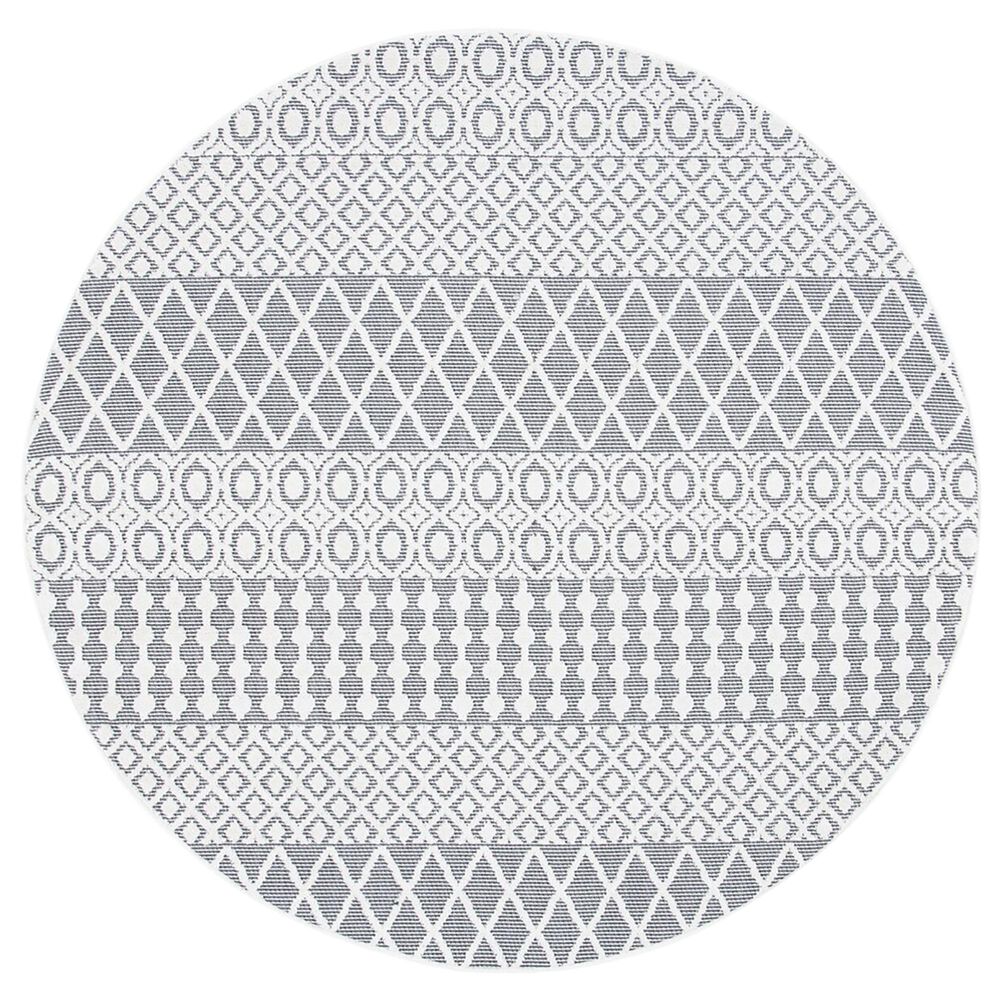 Safavieh Cabana CBN652A 6"7" Round Ivory and Grey Area Performance Rug, , large