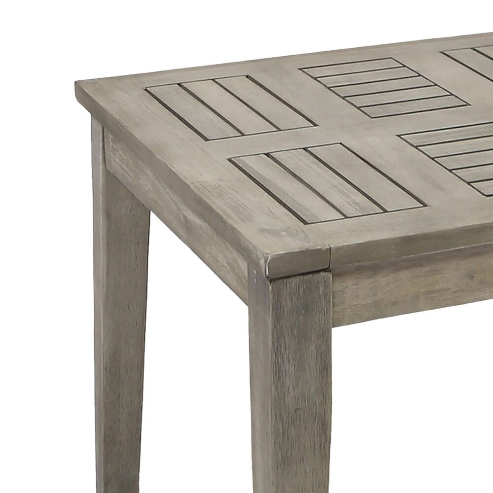 Hearth and Haven Hampton Outdoor Square Side Table with Slatted Top in Grey, , large