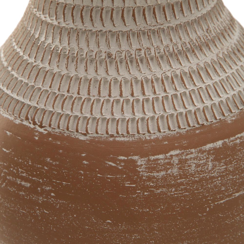 Ashley Reclove 13&quot; Vase in Distressed White and Brown, , large