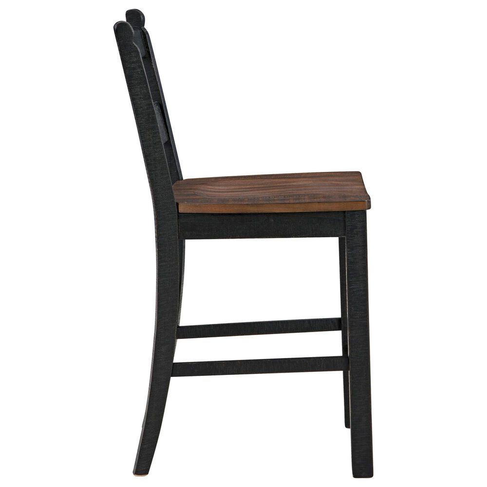 Ashley Valebeck Bar Stool in Distressed Black and Brown, , large