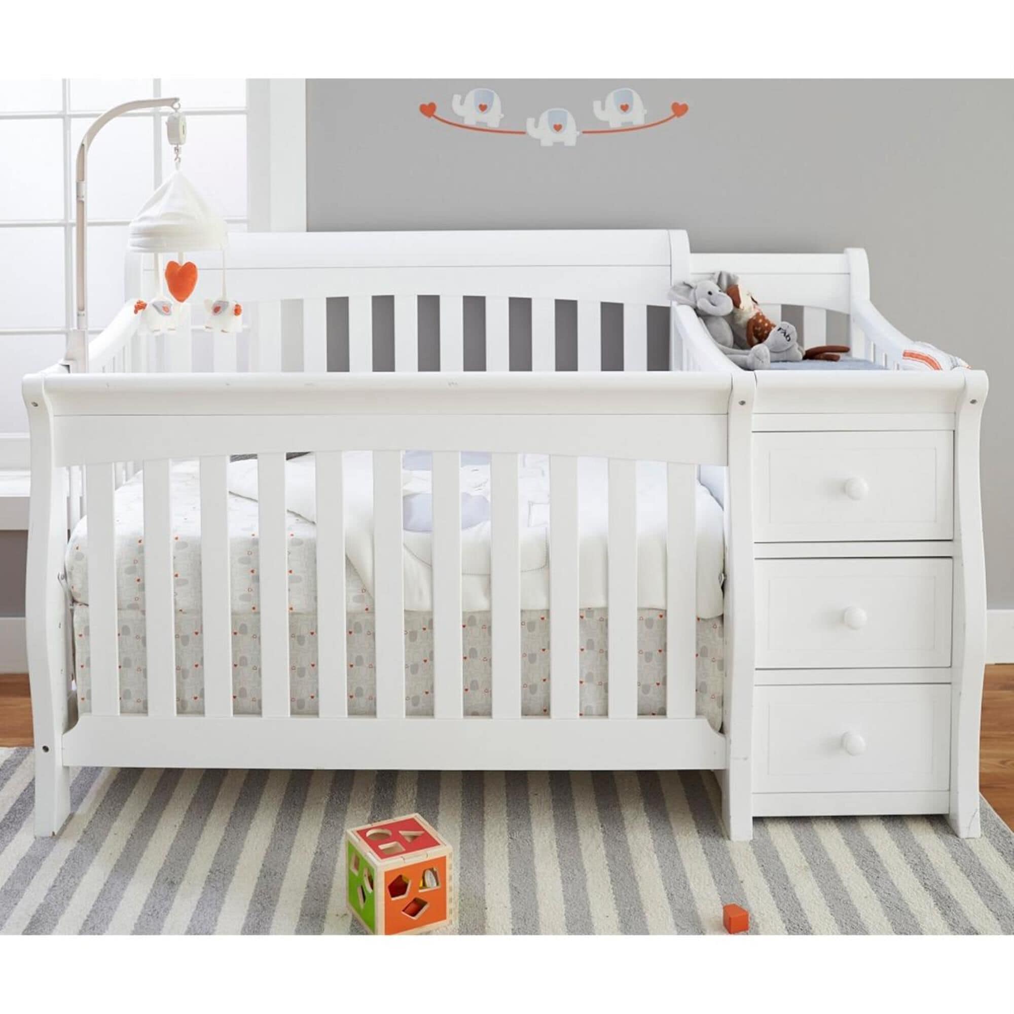 Sorelle Princeton Elite Crib and Changer in White NFM