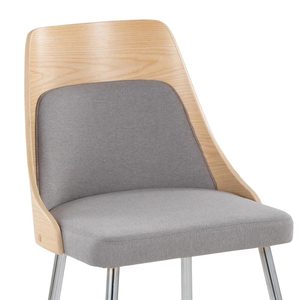 Lumisource Anabelle Side Chair with Grey Cushion in Chrome and Natural &#40;Set of 2&#41;, , large