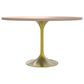 Leisuremod LeisureMod Verve Collection 48 Round Dining Table, Brushed Gold Base with Light Natural Wood MDF Top, , large