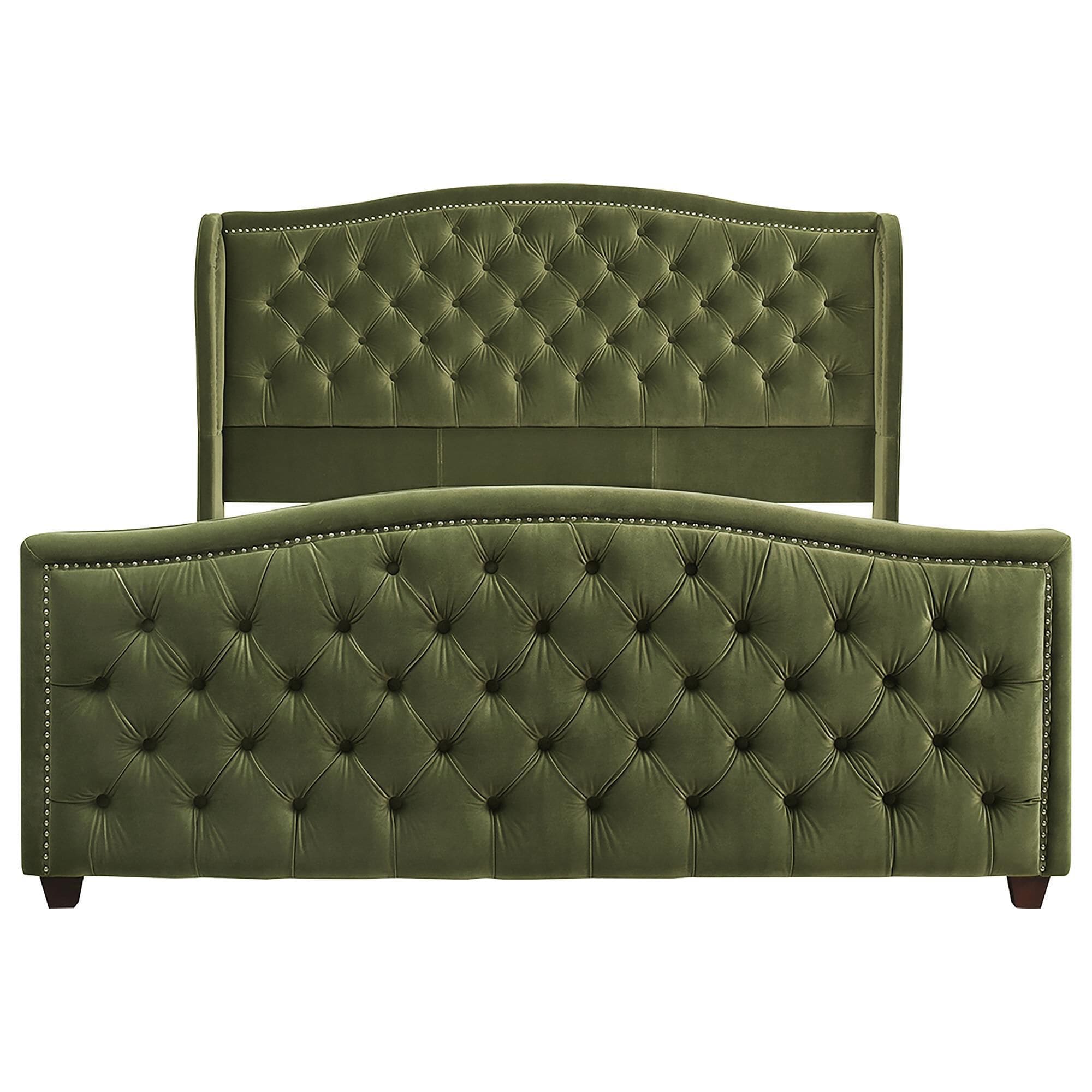Jennifer Taylor Home Marcella King Upholstered Bed in Olive Green