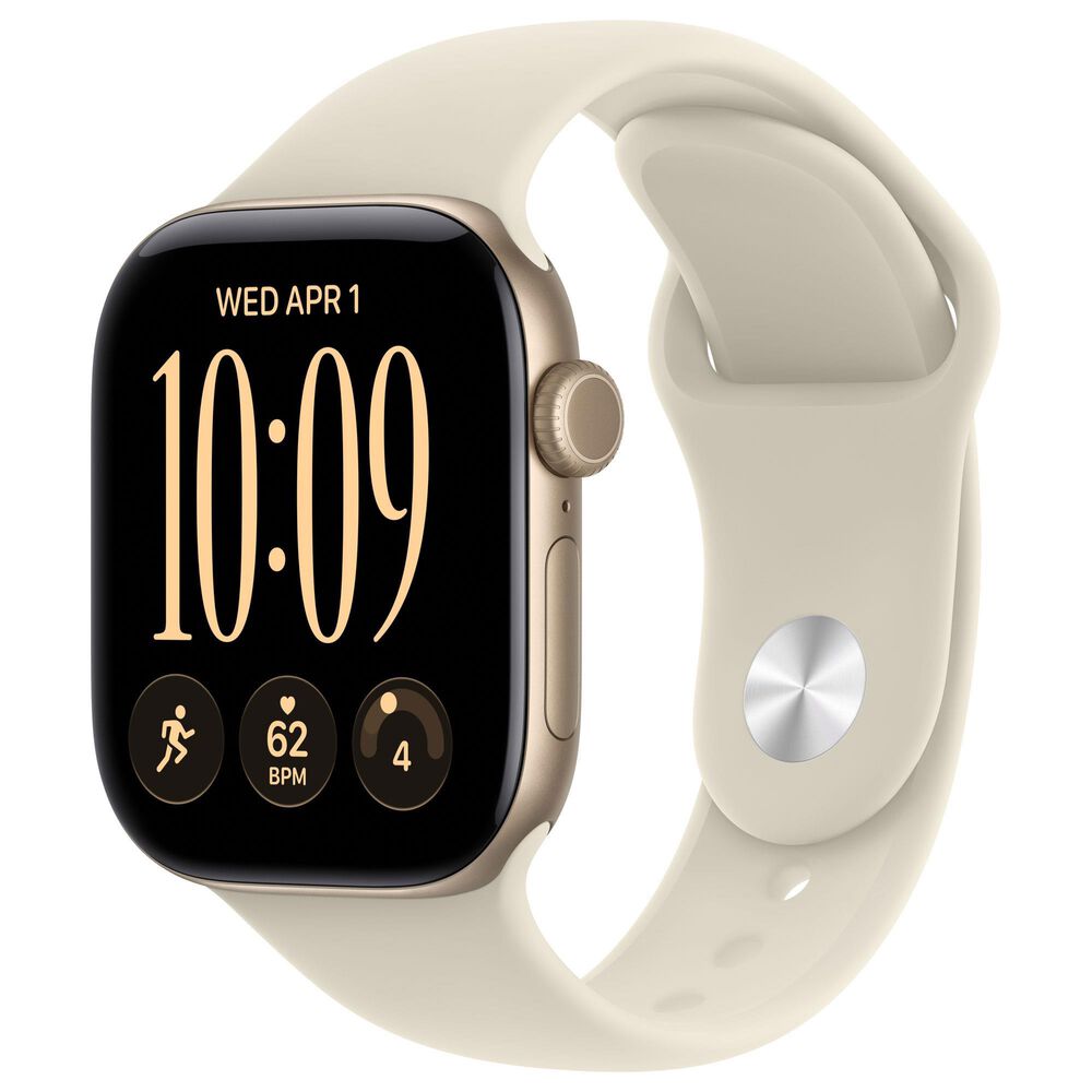 Apple Watch Series 12 (GPS) 42mm Light Gold Aluminum Case with Sand Sport Band - S/M, , large