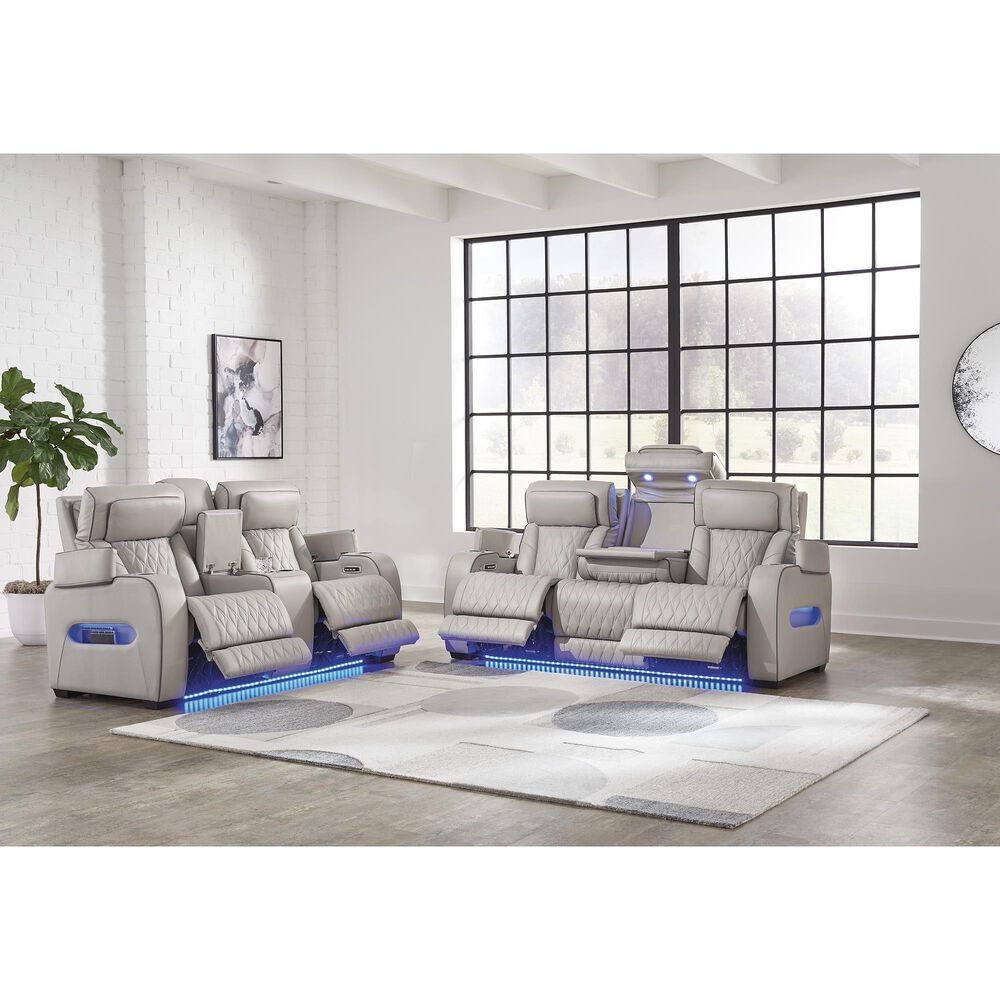 Ashley Boyington Power Reclining Loveseat with Console in Gray, , large
