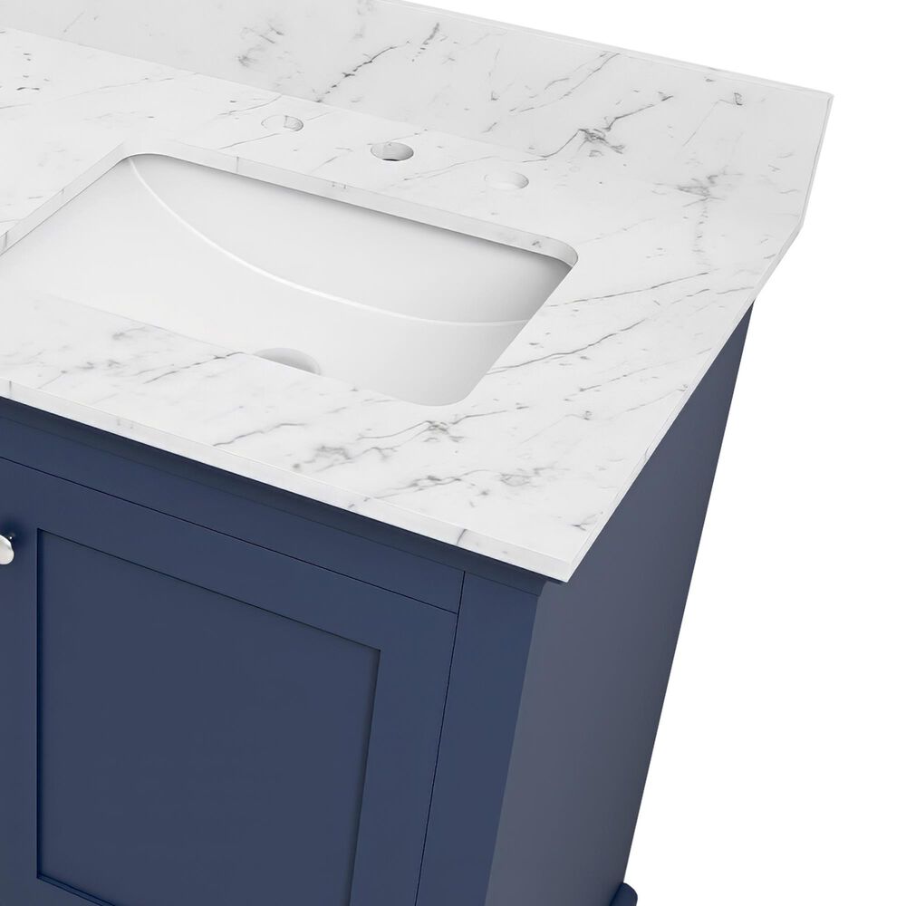 Lexora Home Dukes 48" Double Bathroom Vanity in Navy Blue with 2 cm White Carrara Marble Top and Rectangular Sinks, , large