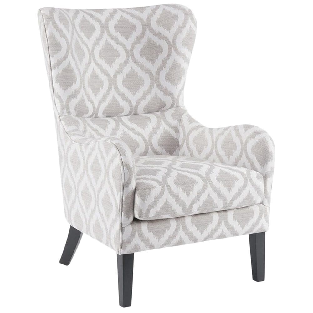 Hampton Park Arianna Swoop Wing Chair in Grey and White, , large